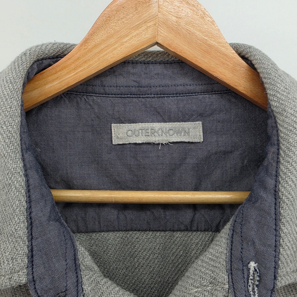 Outerknown Blanket Shirt Mens XL Gray Organic Cotton Heavy Twill Button Down - Picture 3 of 11